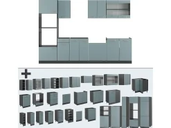 Mueble de cocina gris azulado/antracita 300x60x81.6 r-line