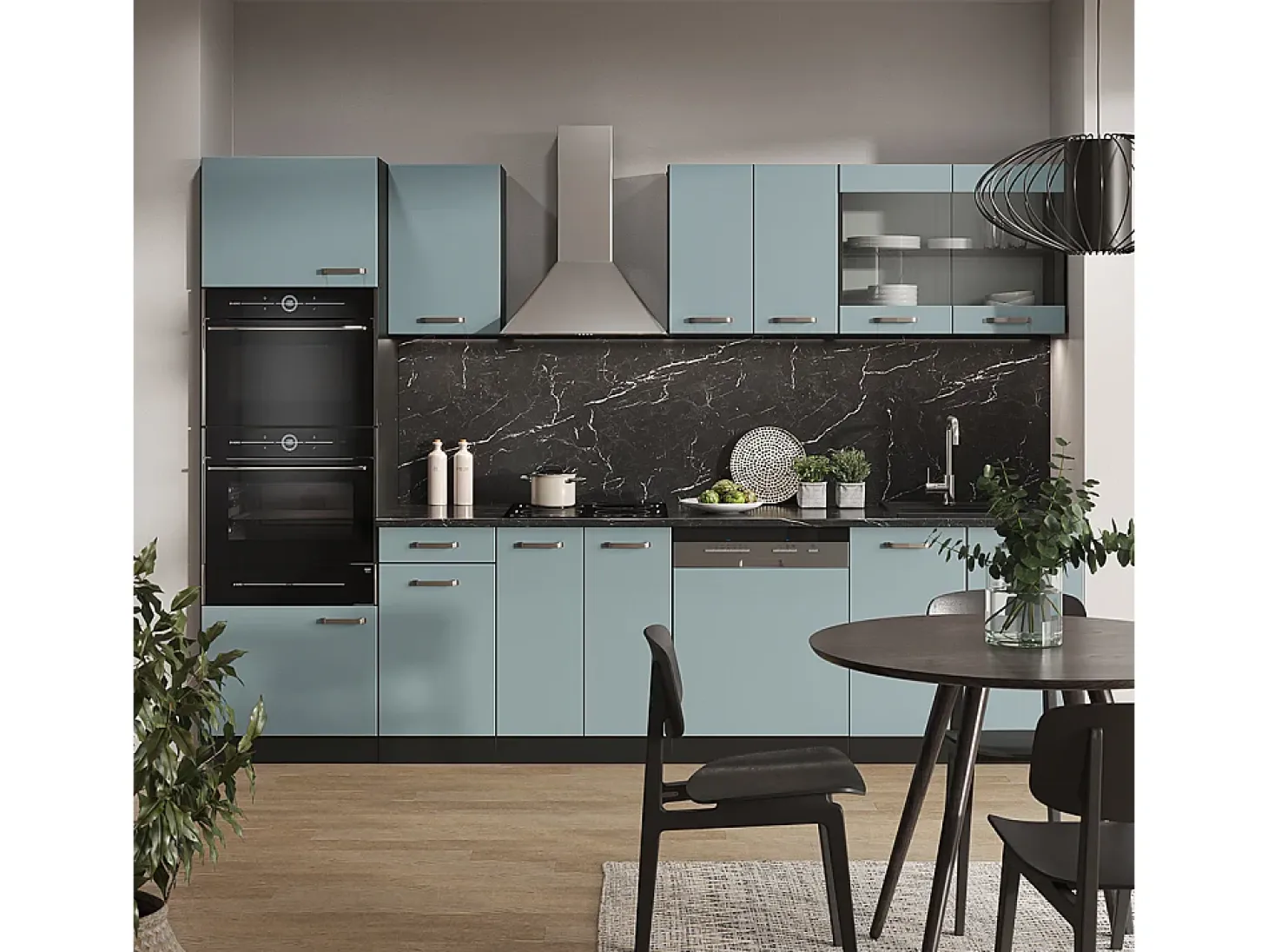 Mueble de cocina gris azulado/antracita 300x60x81.6 r-line