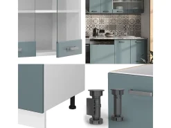Mueble de cocina gris azulado 300x60x81.6 r-line