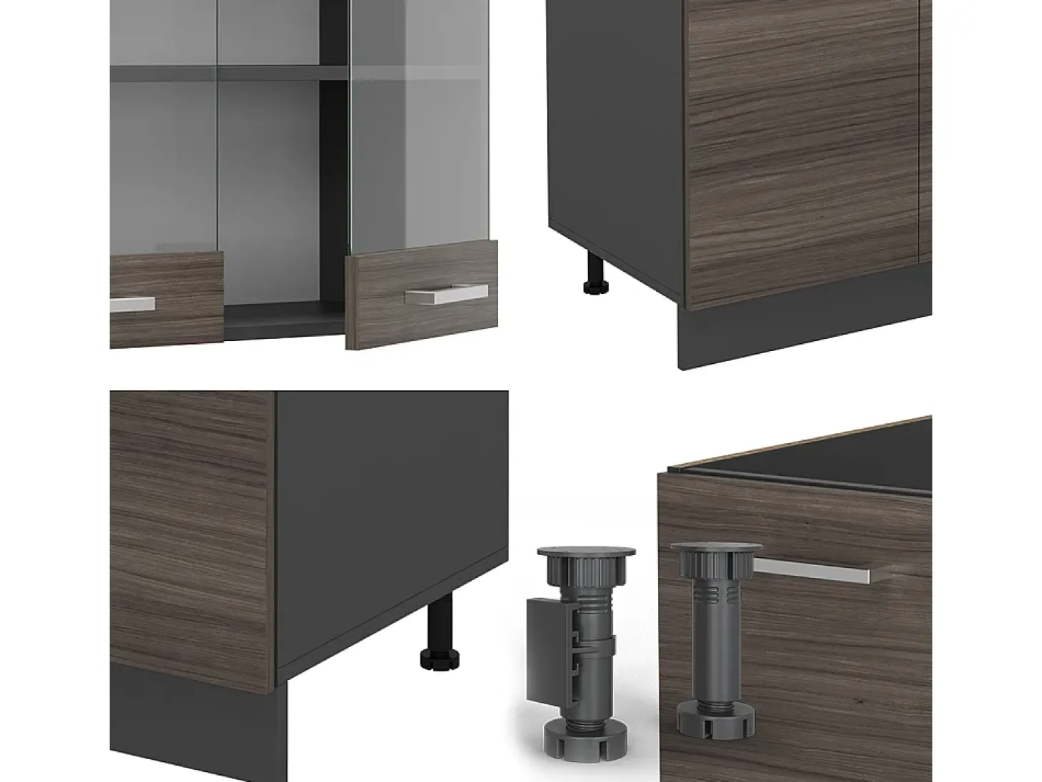 Mueble de cocina gris noble/antracita 300x60x81.6 r-line