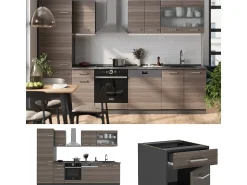 Mueble de cocina gris noble/antracita 300x60x81.6 r-line