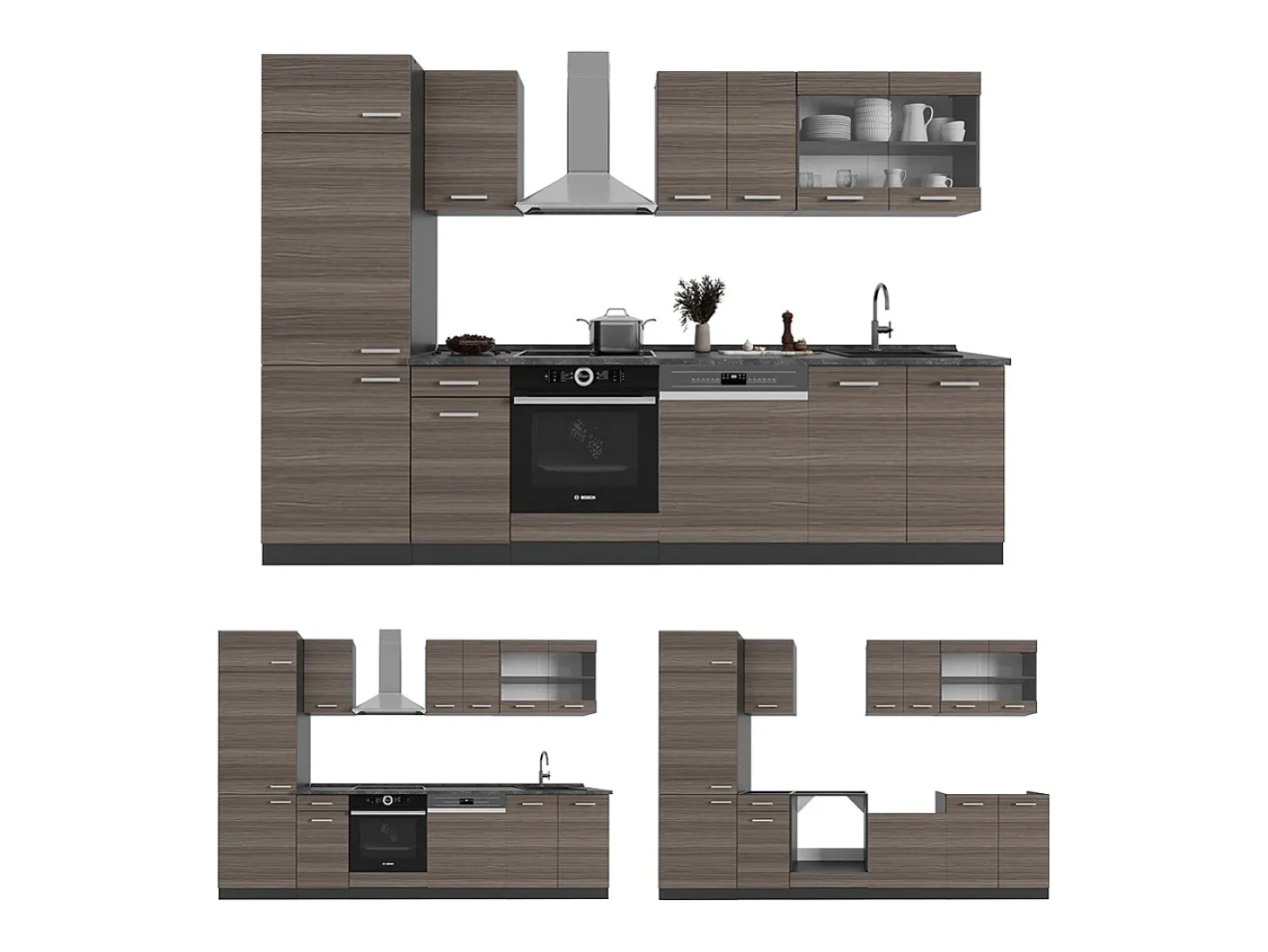 Mueble de cocina gris noble/antracita 300x60x81.6 r-line