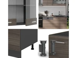 Mueble de cocina gris noble/antracita 300x60x81.6 r-line