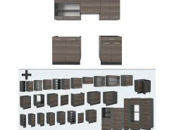 Mueble de cocina gris noble/antracita 200x60x81.6 r-line
