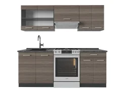 Mueble de cocina gris noble/antracita 200x60x81.6 r-line