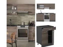 Mueble de cocina gris noble/antracita 200x60x81.6 r-line