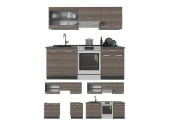 Mueble de cocina gris noble/antracita 200x60x81.6 r-line