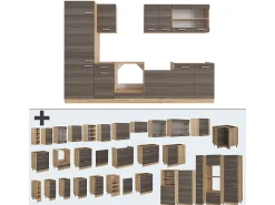 Mueble de cocina gris noble/roble dorado 300x46x81.6 r-line