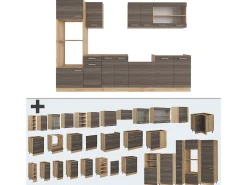 Mueble de cocina gris noble/roble dorado 300x60x81.6 r-line
