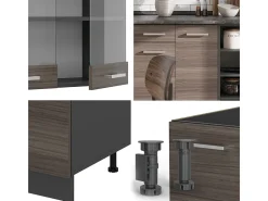 Mueble de cocina gris noble/antracita 240x60x81.6 r-line