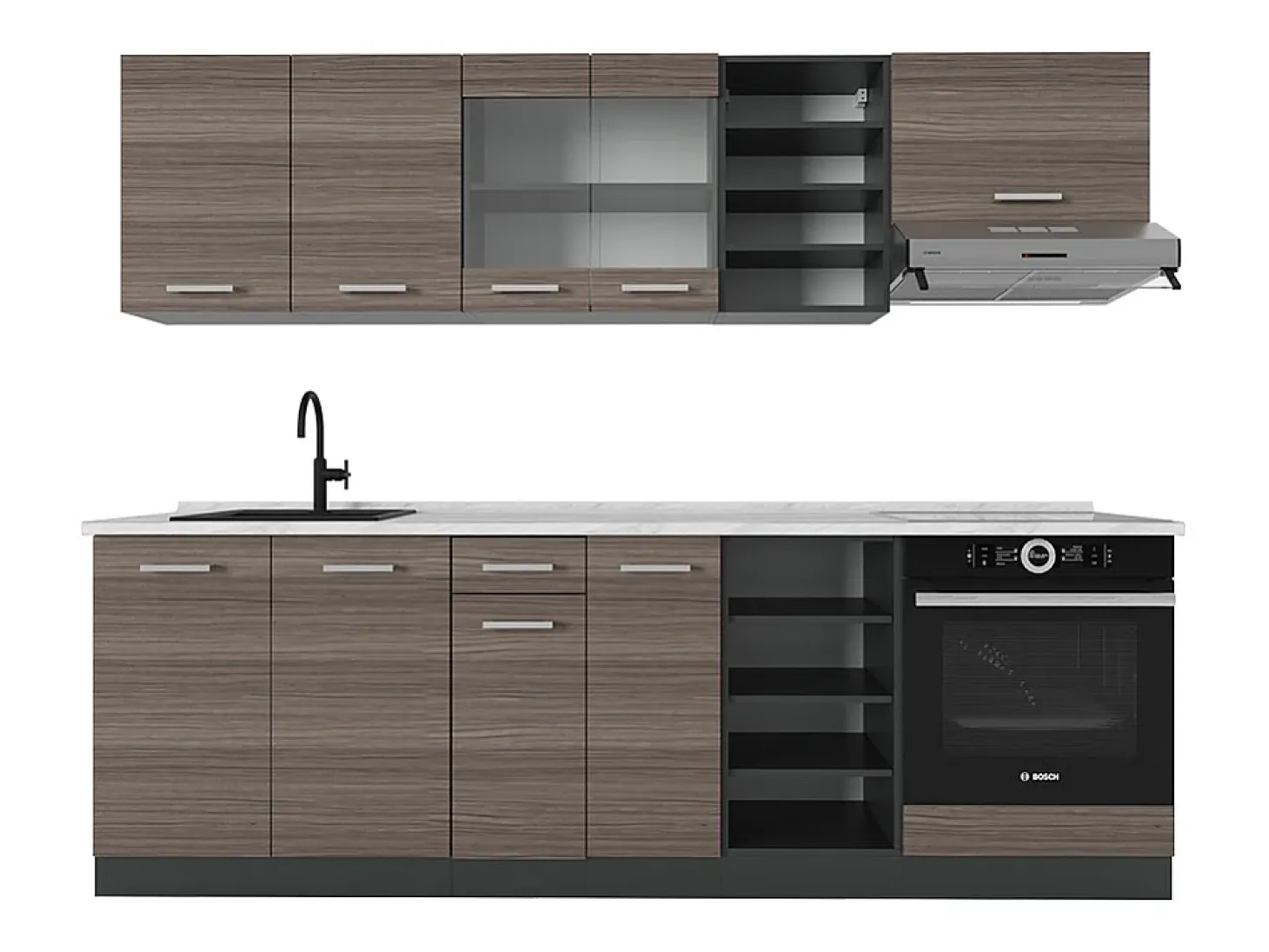 Mueble de cocina gris noble/antracita 240x60x81.6 r-line