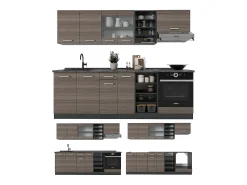 Mueble de cocina gris noble/antracita 240x60x81.6 r-line