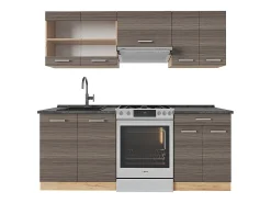 Mueble de cocina gris noble/roble dorado 200x60x81.6 r-line