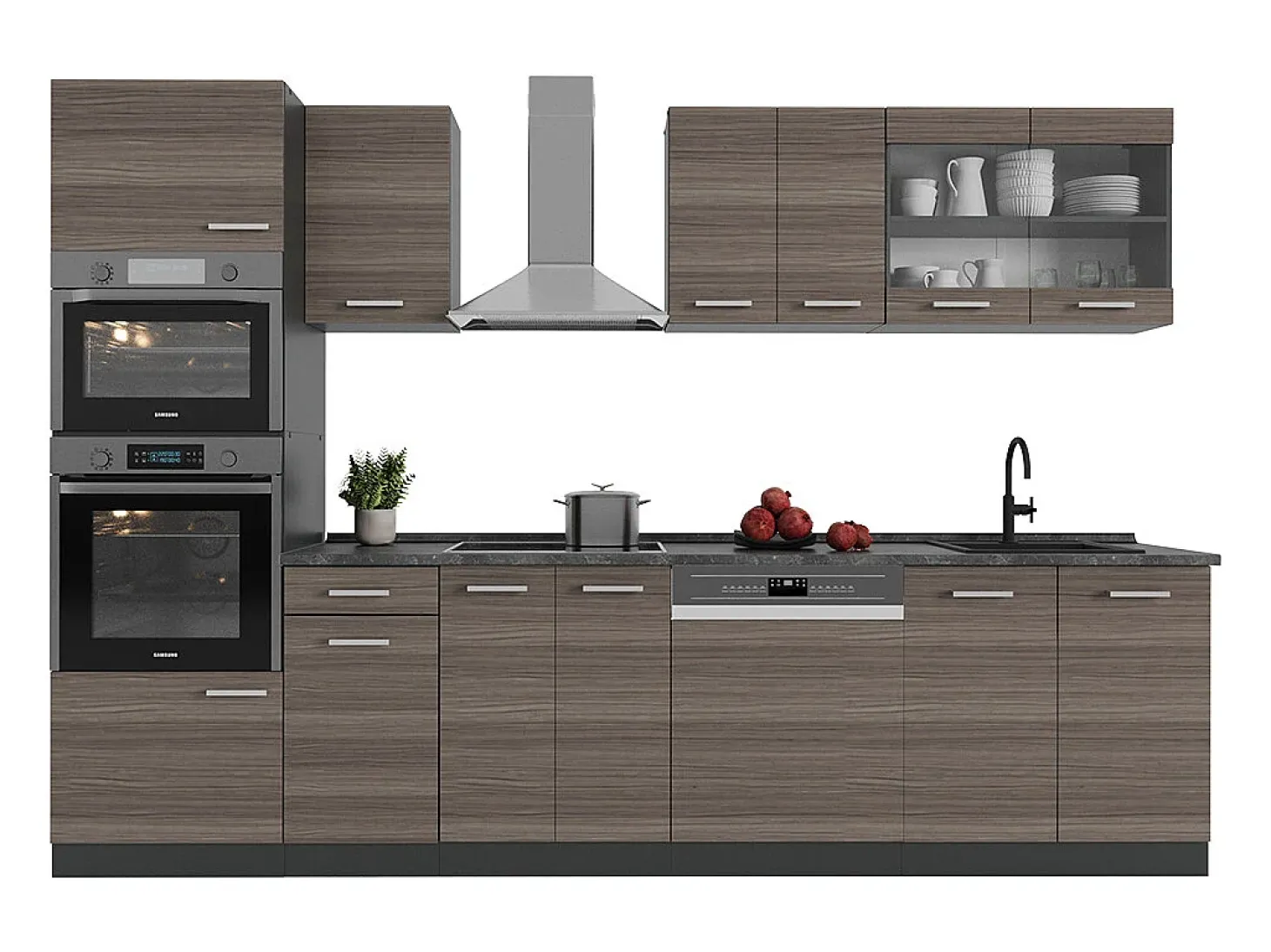 Mueble de cocina gris noble/antracita 300x60x81.6 r-line