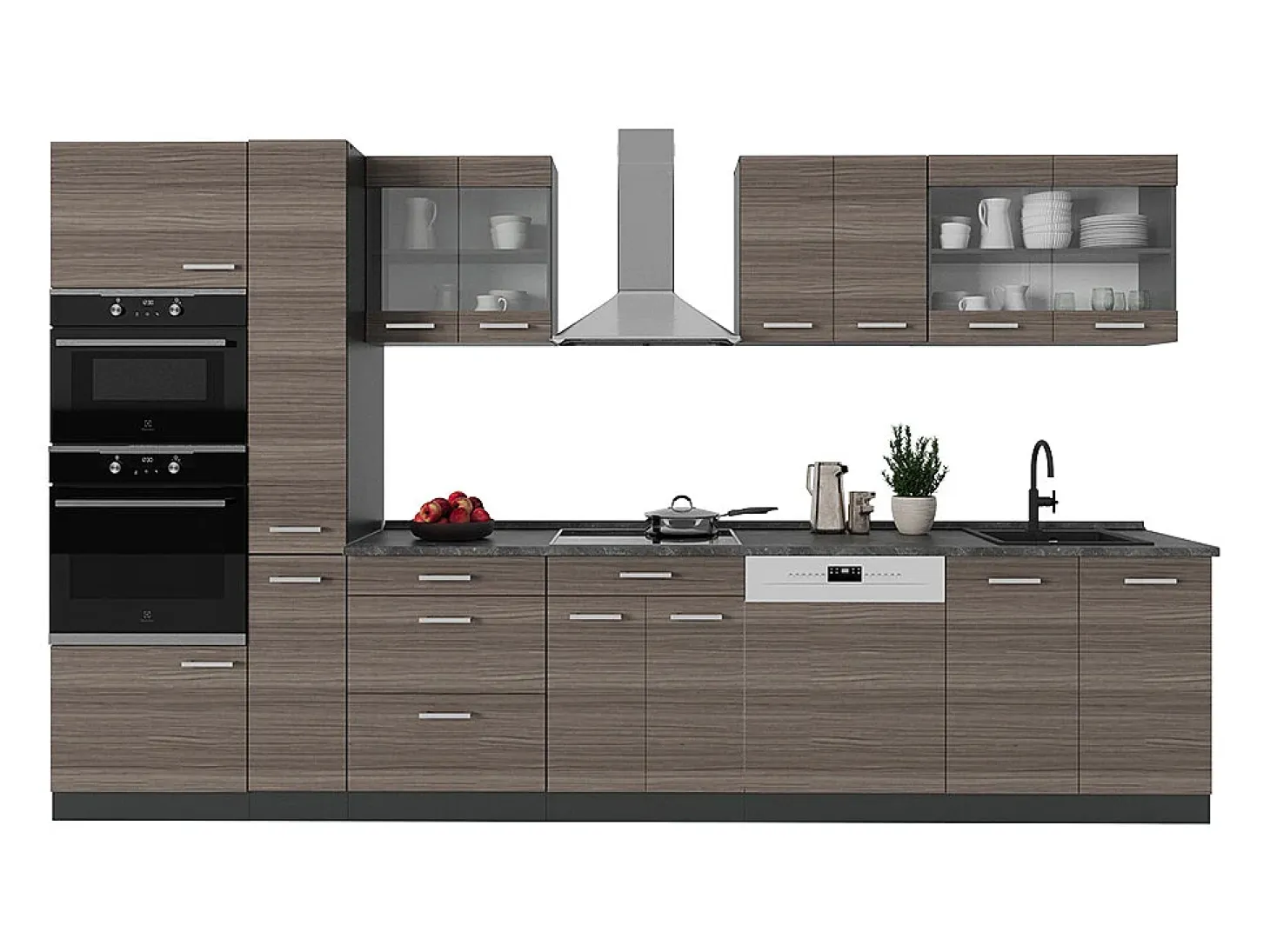 Mueble de cocina gris noble/antracita 350x46x81.6 r-line