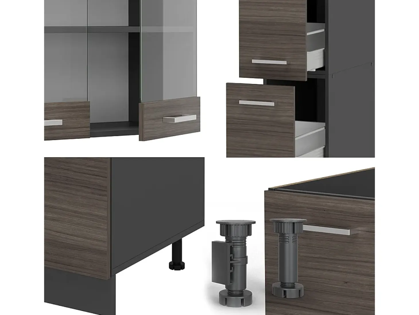 Mueble de cocina gris noble/antracita 350x46x81.6 r-line