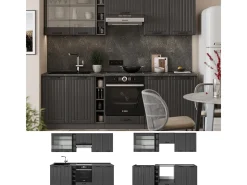 Mueble de cocina gris oscuro 235x46x81.6 fame-line