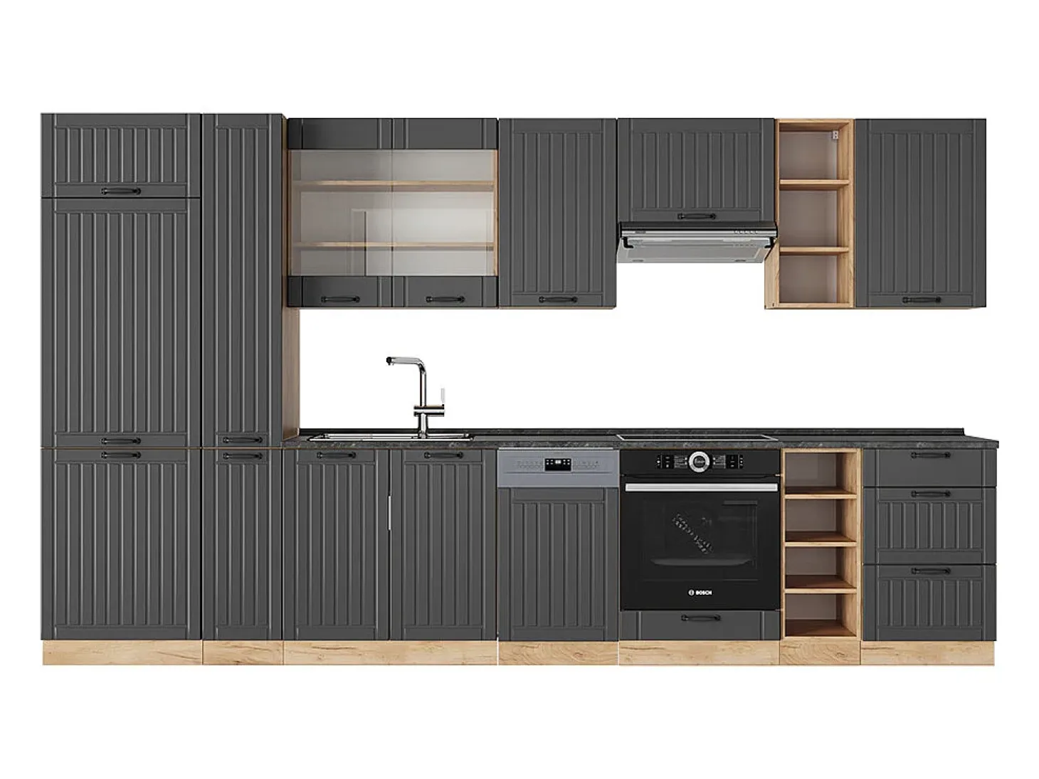 Mueble de cocina gris oscuro 355x46x81.6 fame-line