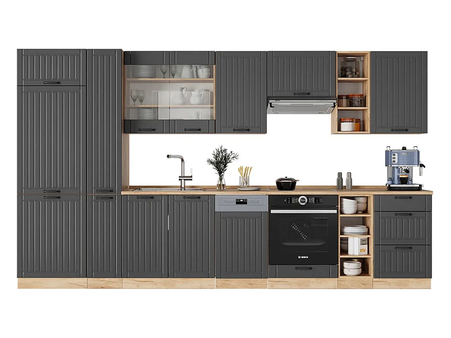 Mueble de cocina gris oscuro 355x46x81.6 fame-line