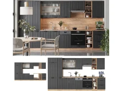 Mueble de cocina gris oscuro 355x46x81.6 fame-line