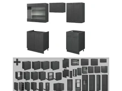 Mueble de cocina gris oscuro 200x60x81.6 fame-line