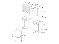 Mueble de cocina gris oscuro 200x60x81.6 fame-line