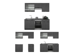 Mueble de cocina gris oscuro 200x60x81.6 fame-line
