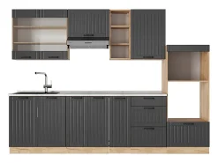 Mueble de cocina gris oscuro 280x60x81.6 fame-line