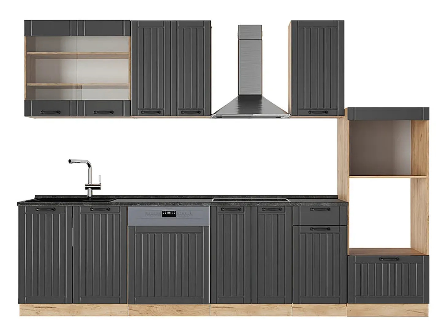 Mueble de cocina gris oscuro 300x46x81.6 fame-line