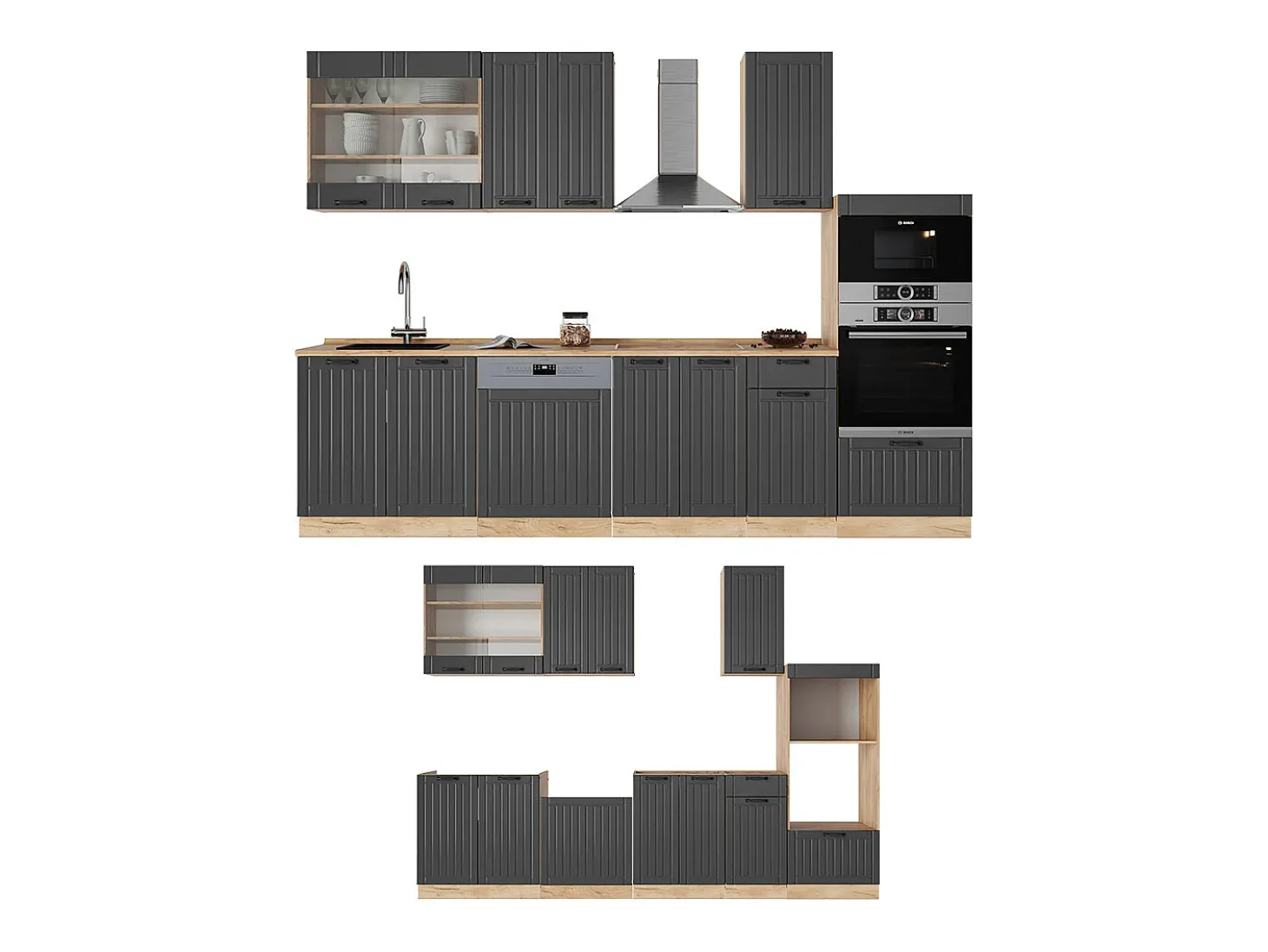 Mueble de cocina gris oscuro 300x46x81.6 fame-line