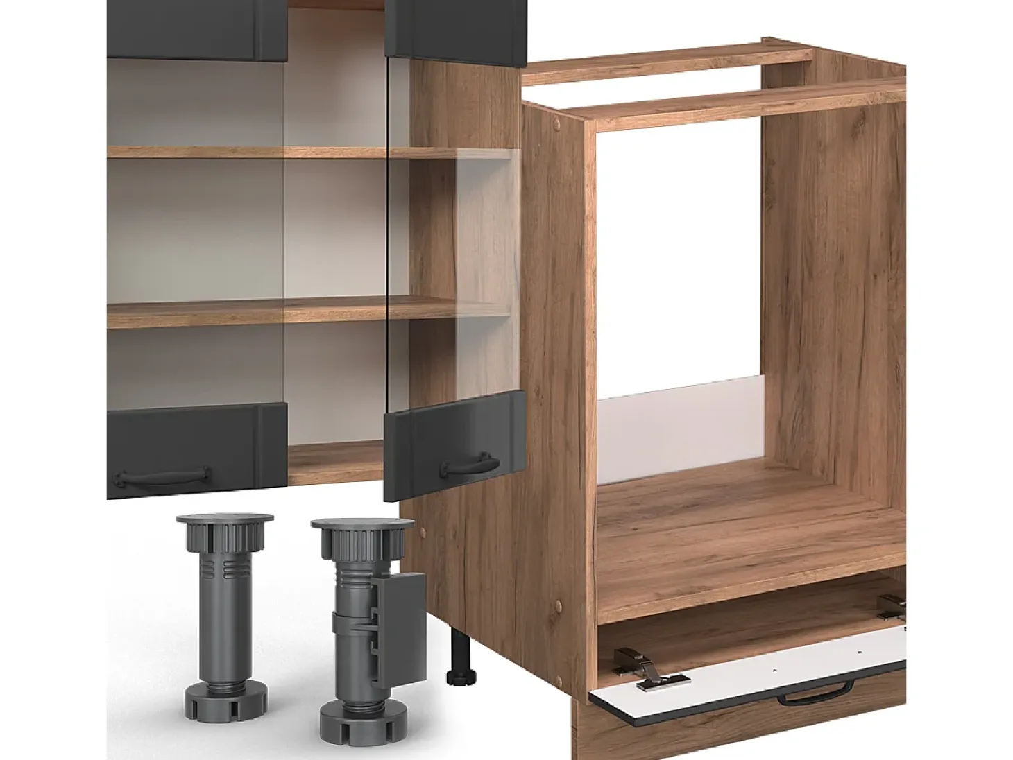 Mueble de cocina gris oscuro 300x46x81.6 fame-line