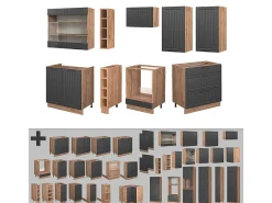 Mueble de cocina gris oscuro 235x60x81.6 fame-line