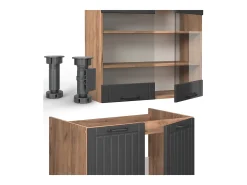 Mueble de cocina gris oscuro 240x60x81.6 fame-line