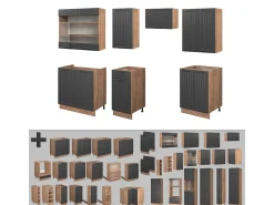 Mueble de cocina gris oscuro 240x60x81.6 fame-line