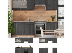 Mueble de cocina gris oscuro 240x60x81.6 fame-line
