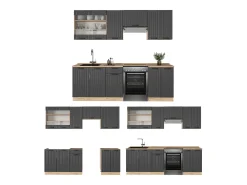 Mueble de cocina gris oscuro 240x60x81.6 fame-line