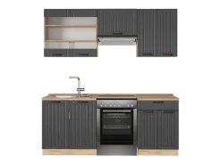 Mueble de cocina gris oscuro 200x60x81.6 fame-line