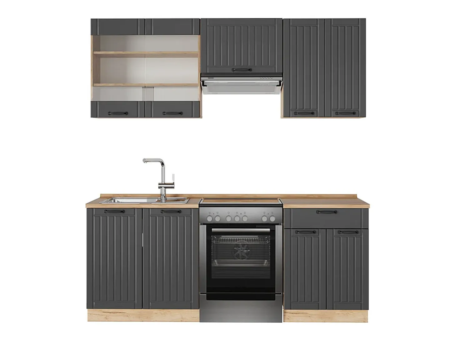 Mueble de cocina gris oscuro 200x60x81.6 fame-line