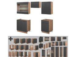 Mueble de cocina gris oscuro 200x60x81.6 fame-line