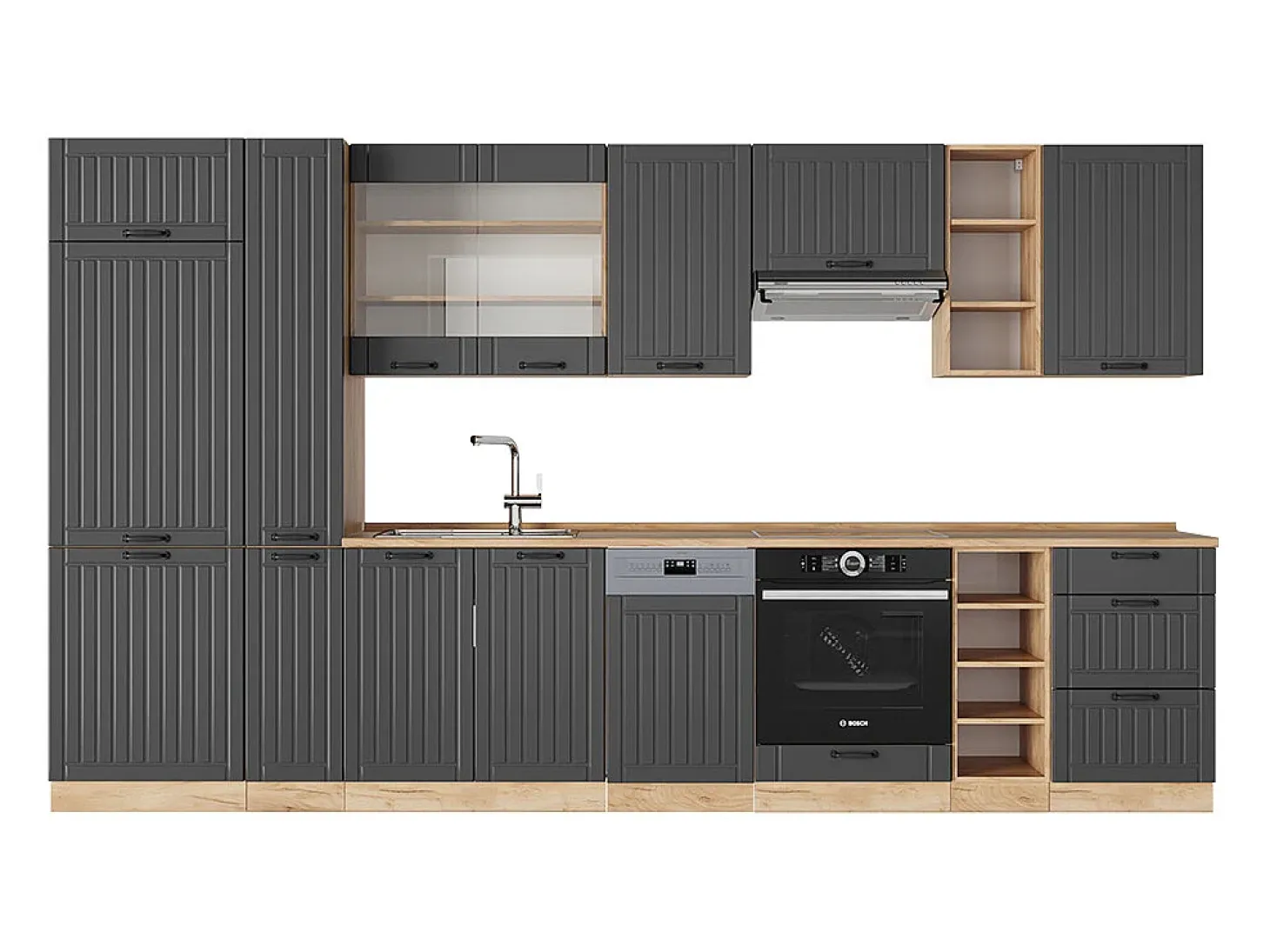Mueble de cocina gris oscuro 355x60x81.6 fame-line