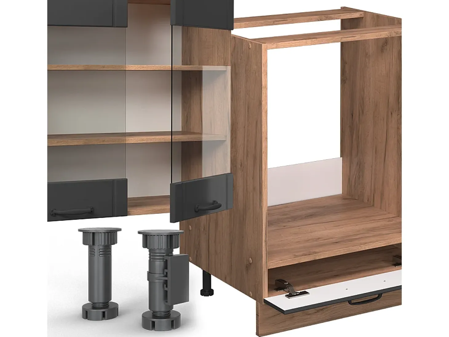Mueble de cocina gris oscuro 355x60x81.6 fame-line