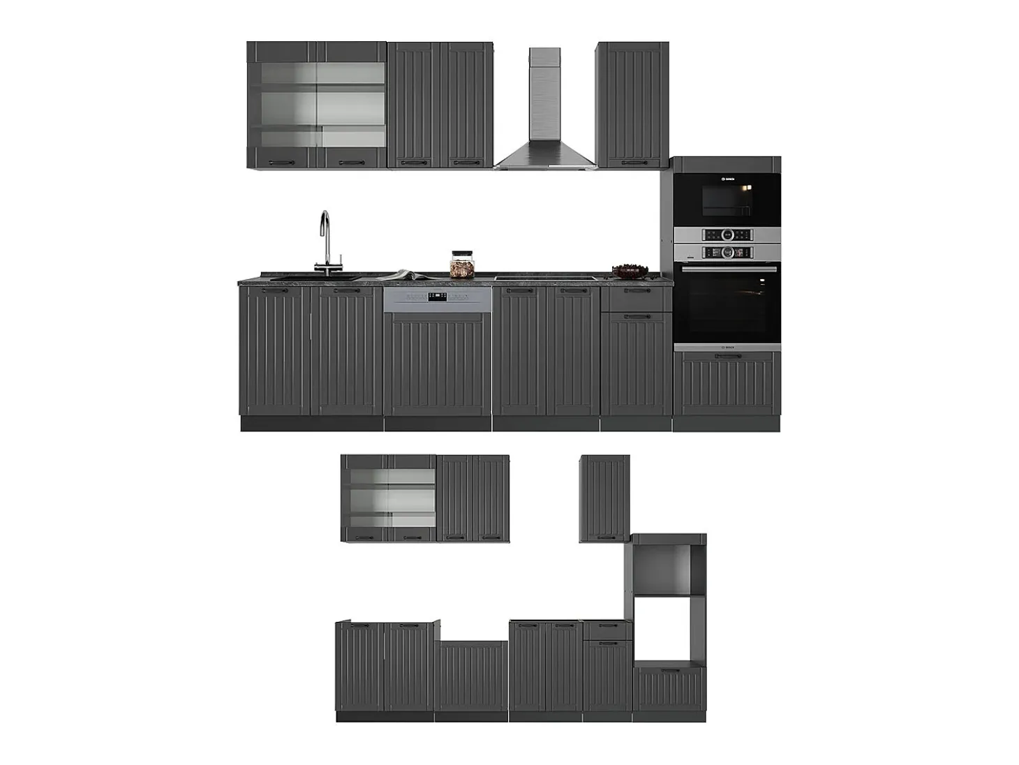 Mueble de cocina gris oscuro 300x60x81.6 fame-line