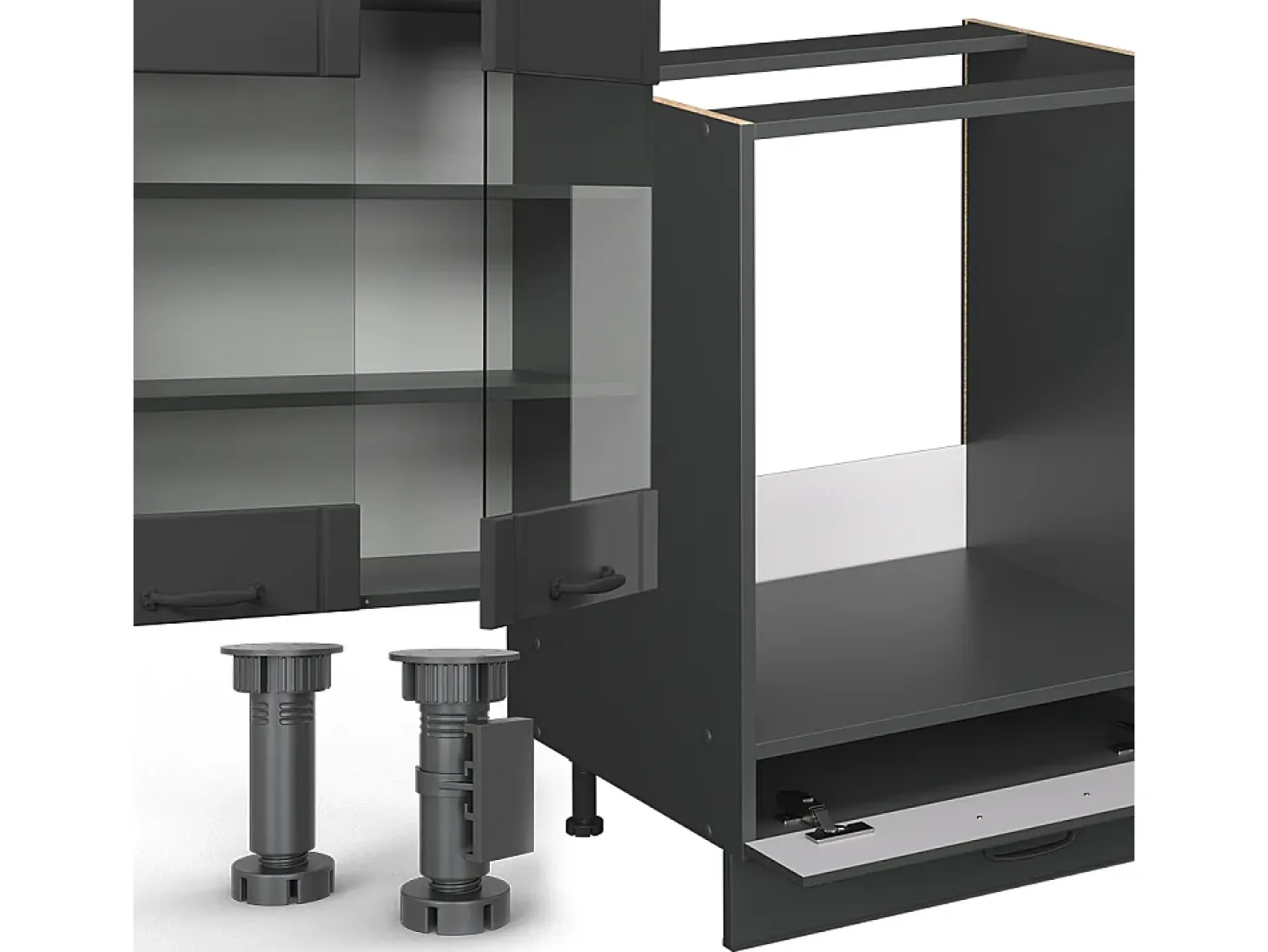 Mueble de cocina gris oscuro 355x46x81.6 fame-line