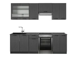 Mueble de cocina gris oscuro 240x60x81.6 fame-line