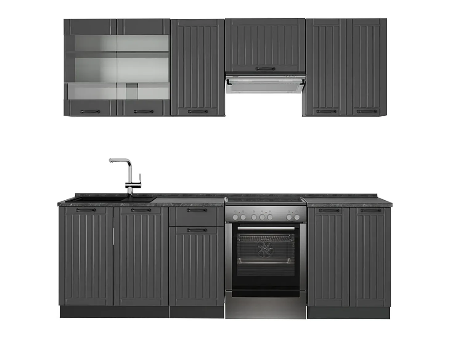 Mueble de cocina gris oscuro 240x60x81.6 fame-line