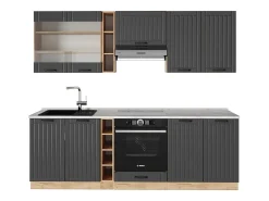 Mueble de cocina gris oscuro 235x60x81.6 fame-line