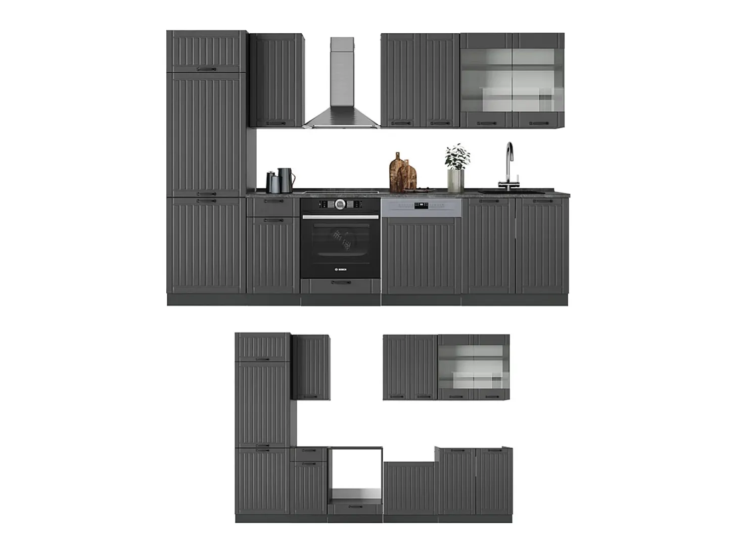 Mueble de cocina gris oscuro 300x60x81.6 fame-line