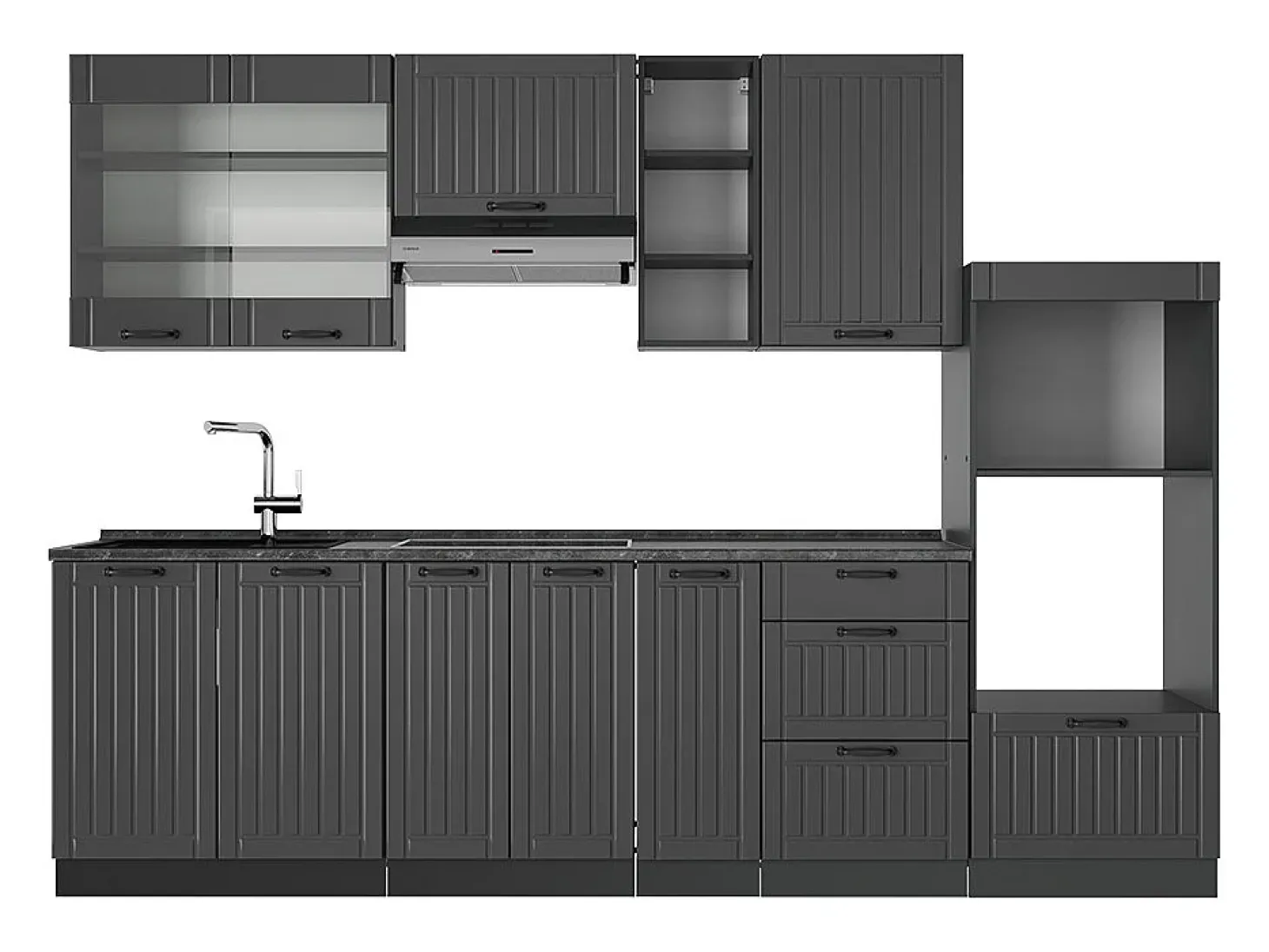 Mueble de cocina gris oscuro 280x60x81.6 fame-line