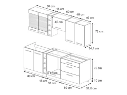 Mueble de cocina gris oscuro 235x46x81.6 fame-line