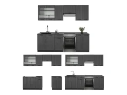 Mueble de cocina gris oscuro 240x60x81.6 fame-line